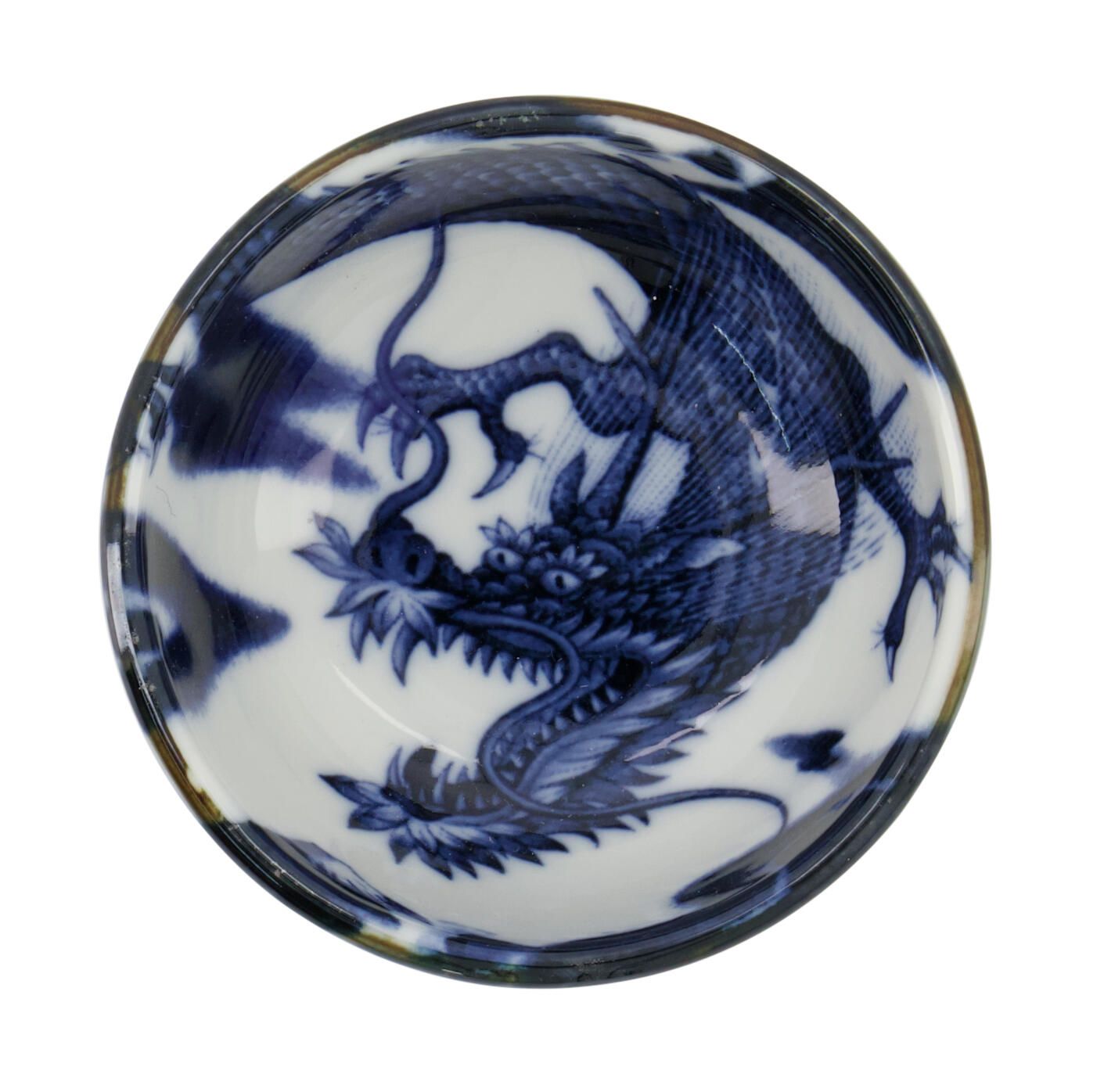 Japonism Dragon skål, blå/hvid - 95 ml